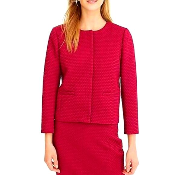 J. Crew Jackets & Blazers - J. Crew Portfolio Matelasse  Lined JacketBlazer | Sz 2, Bright Rose Red *read*